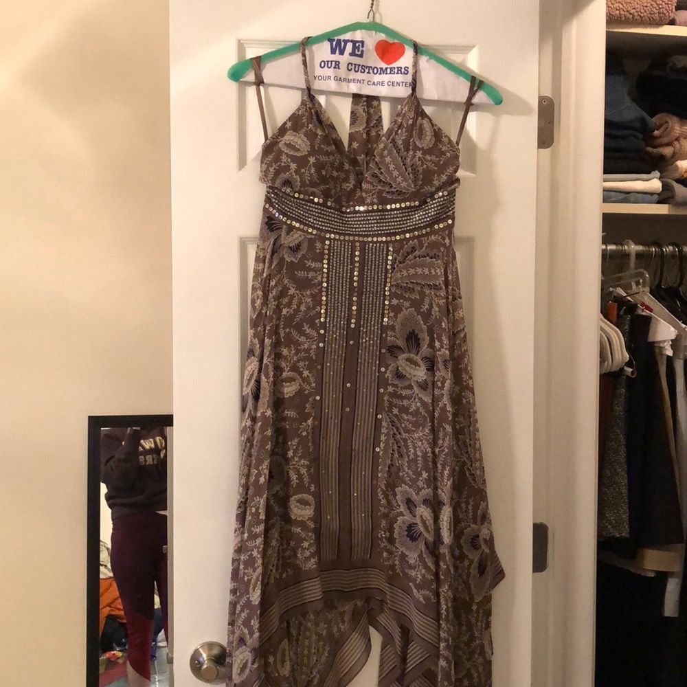 Beautiful, light brown paisley high-low dress!